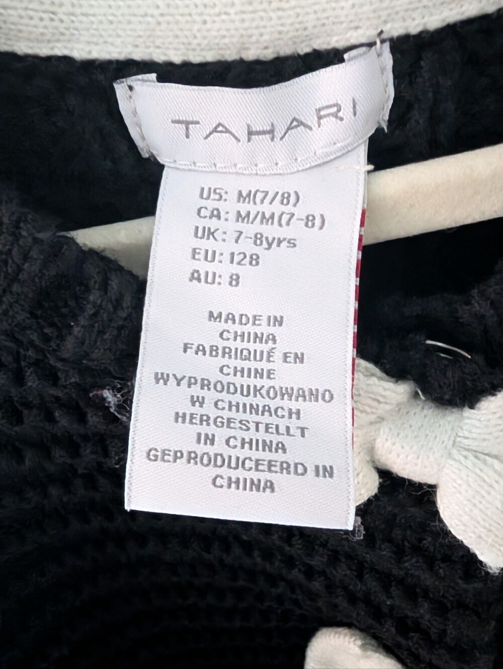 ๐ธADD ON Tahari Girls Black Knit Cardigan with White Bow Accents, Size Medium 7/8 - Picture 4 of 9